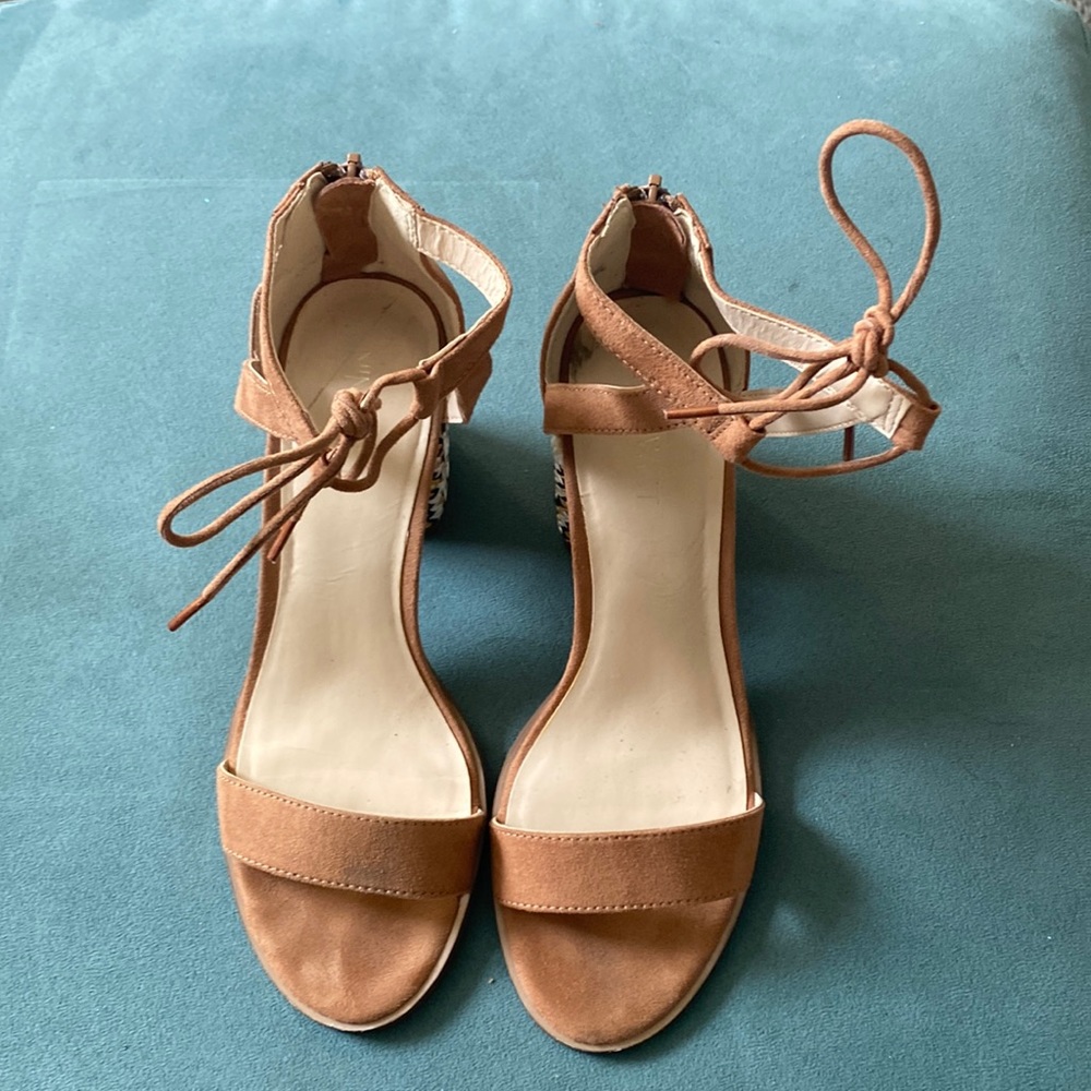 Nine West Block Heel Open Toe Shoe With Heel Deta… - image 2